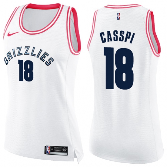 Women's Nike Memphis Grizzlies #18 Omri Casspi Swingman White Pink Fashion NBA Jersey - Ujersey