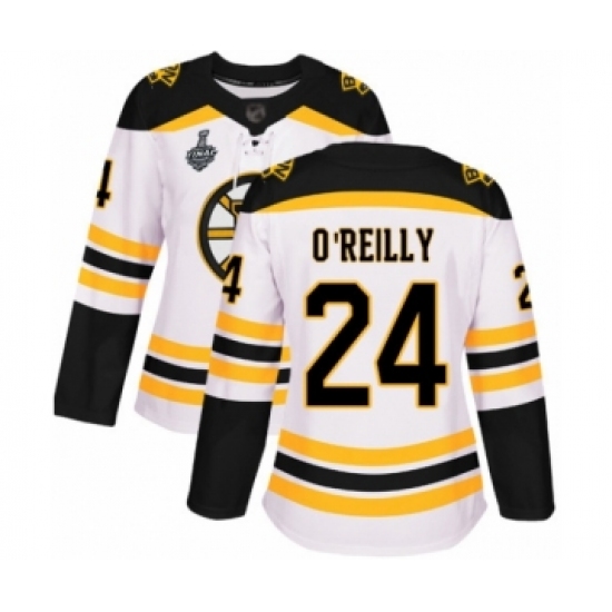 Women's Boston Bruins #24 Terry O'Reilly Authentic White Away 2019 Stanley Cup Final Bound Hockey Jersey - Ujersey
