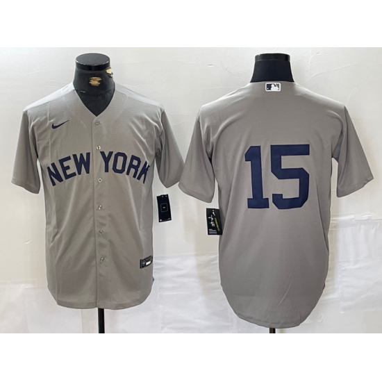 Men's New York Yankees #15 Thurman Munson Grey Stitched Nike Cool Base Jersey - Ujersey
