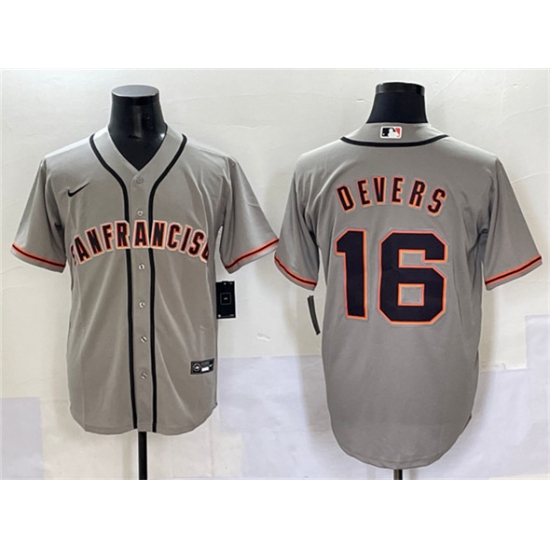Men's San Francisco Giants #16 Rafael Devers Gray Cool Base Stitched Baseball Jersey - Ujersey