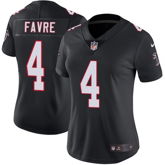 Women's Nike Atlanta Falcons #4 Brett Favre Black Alternate Vapor Untouchable Limited Player NFL Jersey