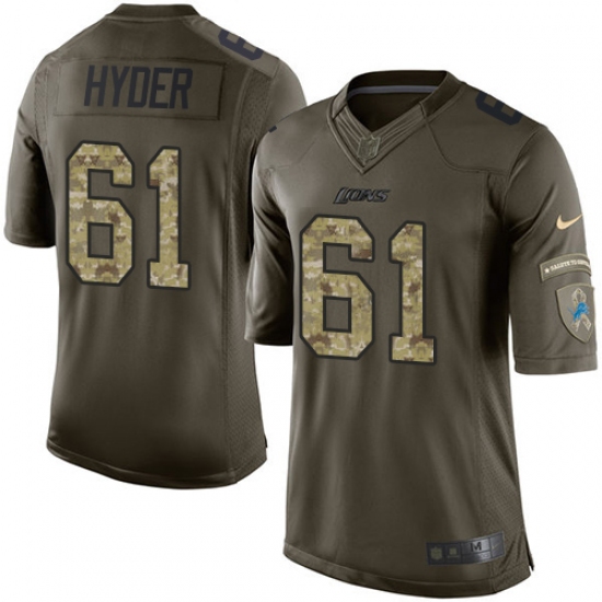 Men's Nike Detroit Lions #61 Kerry Hyder Elite Green Salute to Service NFL Jersey - Ujersey