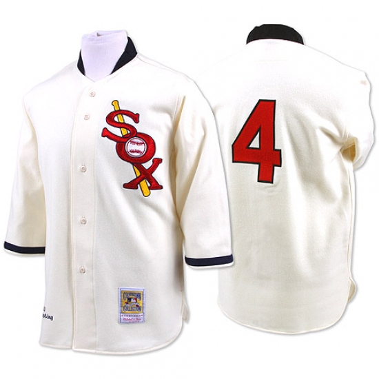 Men's Mitchell and Ness Chicago White Sox #4 Luke Appling Authentic Cream Throwback MLB Jersey - Ujersey