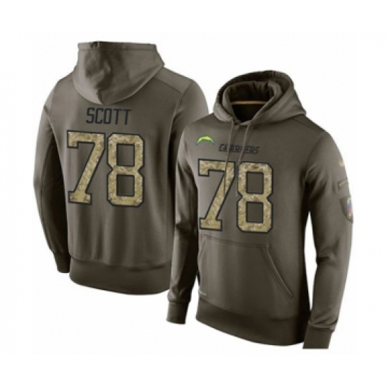 Football Los Angeles Chargers #78 Trent Scott Green Salute To Service Men's Pullover Hoodie - Ujersey