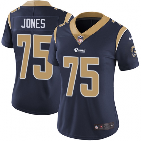 Women's Nike Los Angeles Rams #75 Deacon Jones Elite Navy Blue Team Color NFL Jersey - Ujersey