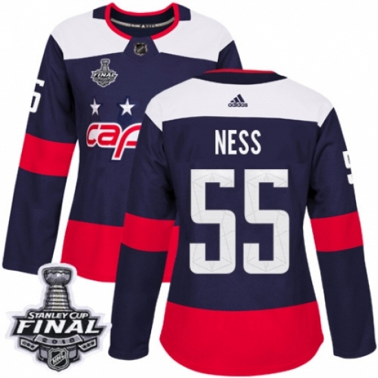 Women's Adidas Washington Capitals #55 Aaron Ness Authentic Navy Blue 2018 Stadium Series 2018 Stanley Cup Final NHL Jersey - Ujersey