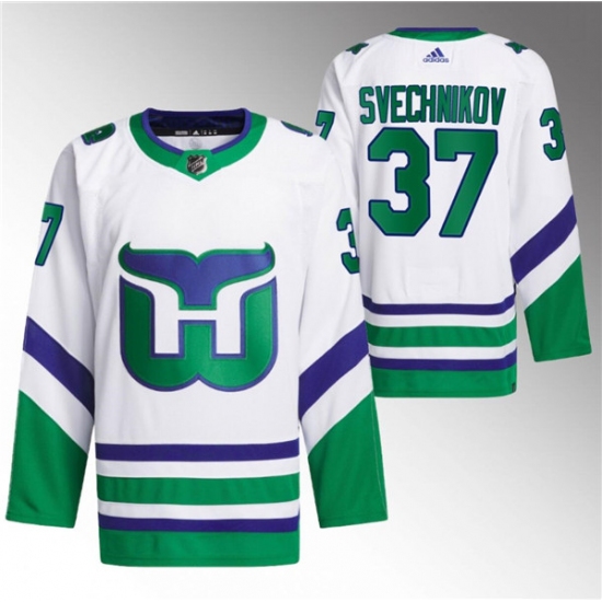 Men's Carolina Hurricanes #37 Andrei Svechnikov White 2023-24 Stitched Jersey - Ujersey