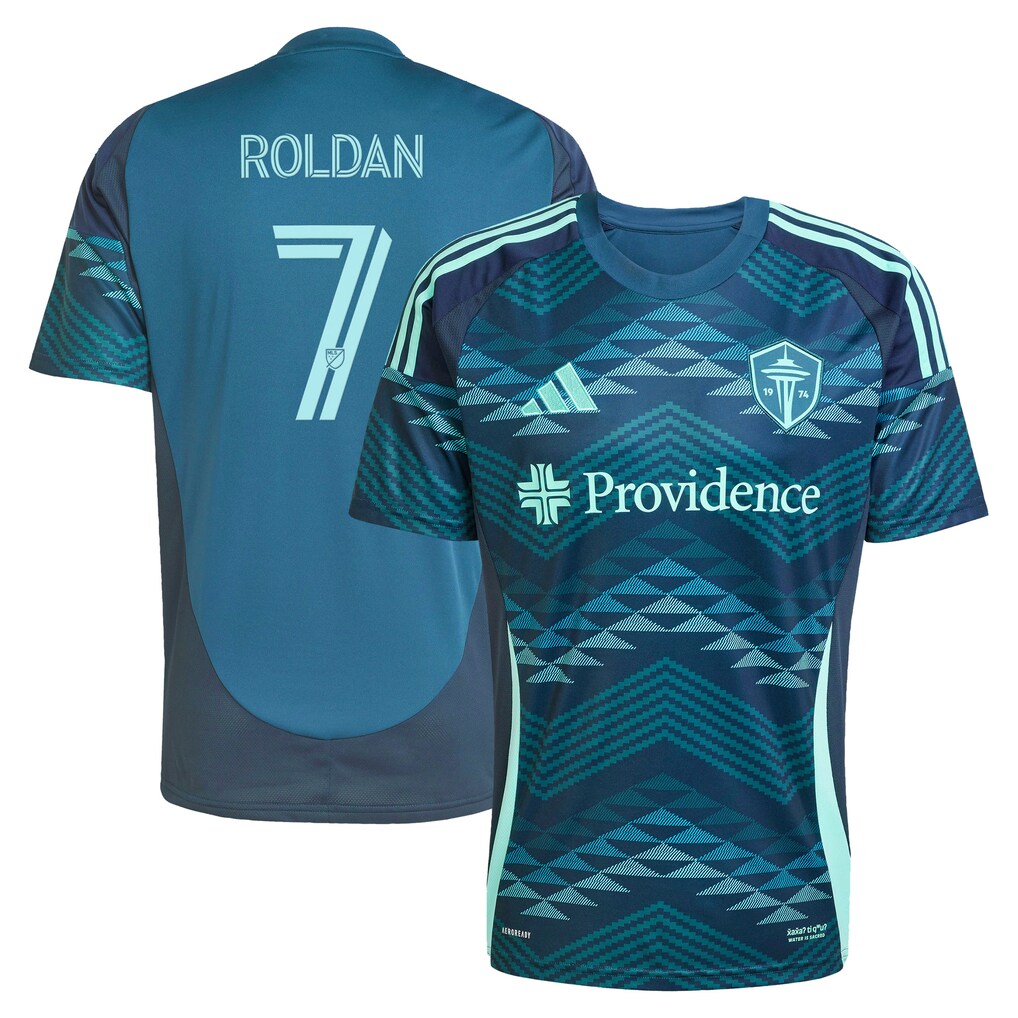 Men's Seattle Sounders FC Cristian Roldan adidas Blue 2025 The Salish Sea Kit Replica Jersey - Ujersey