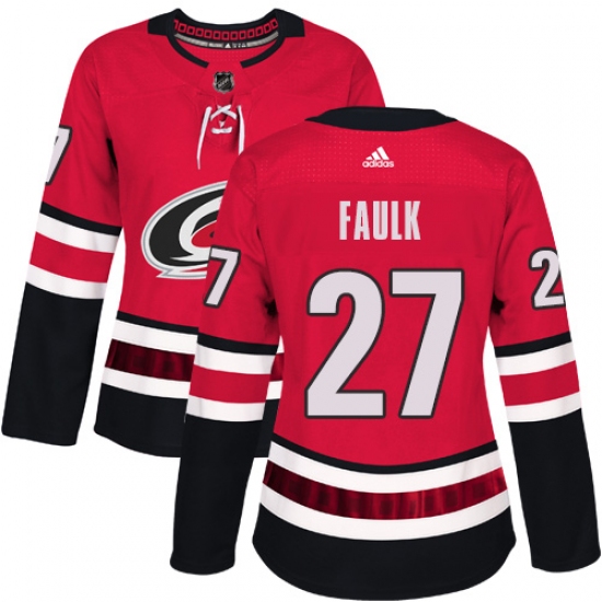 Women's Adidas Carolina Hurricanes #27 Justin Faulk Authentic Red Home NHL Jersey - Ujersey