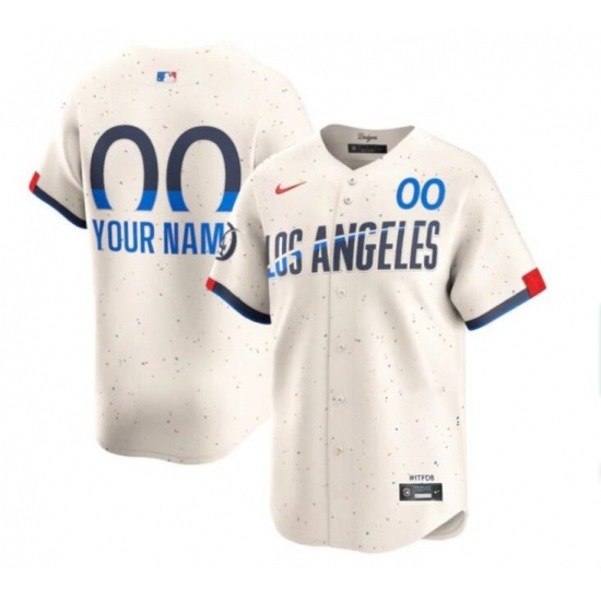 Men's Los Angeles Dodgers Active Player Custom Cream 2024 City Connect Limited Stitched Baseball Jersey - Ujersey