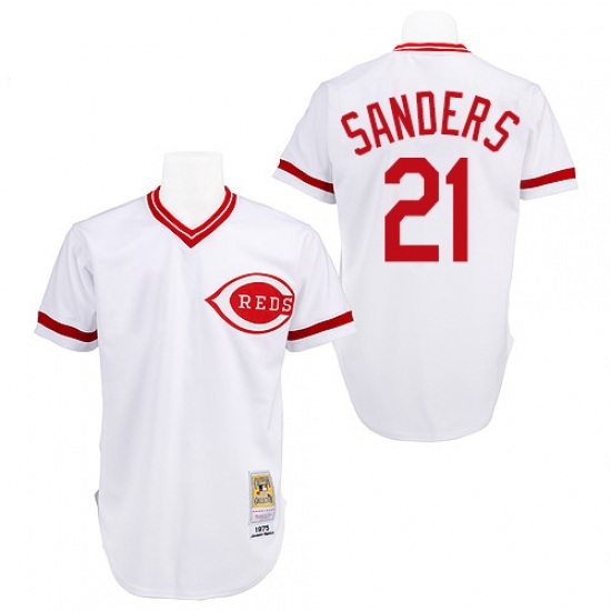 Men's Mitchell and Ness Cincinnati Reds #21 Reggie Sanders Authentic White Throwback MLB Jersey - Ujersey