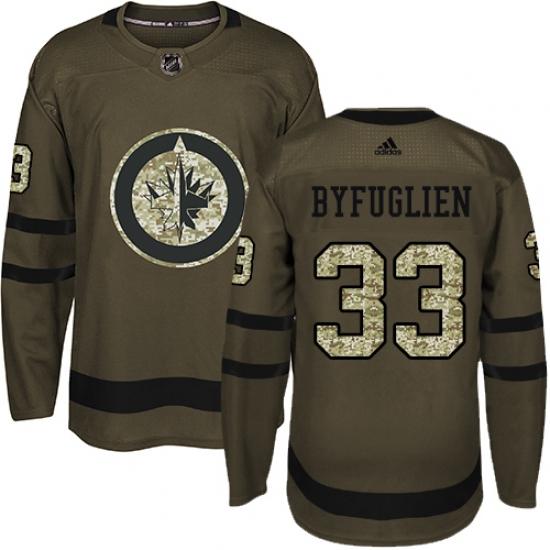Men's Adidas Winnipeg Jets #33 Dustin Byfuglien Premier Green Salute to Service NHL Jersey - Ujersey