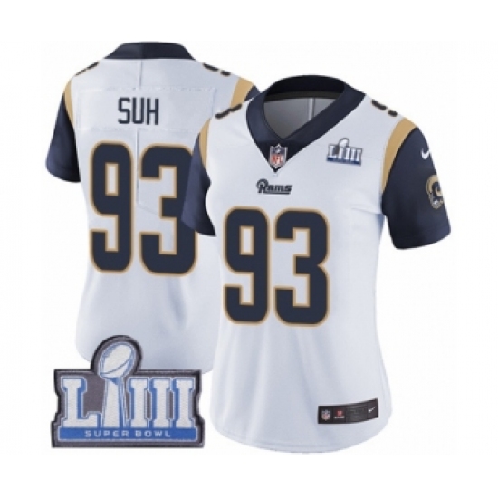 Women's Nike Los Angeles Rams #93 Ndamukong Suh White Vapor Untouchable Limited Player Super Bowl LIII Bound NFL Jersey - Ujersey
