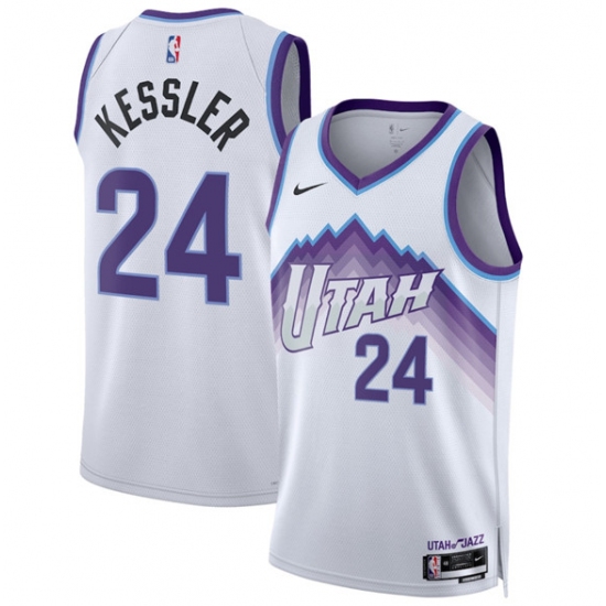 Men's Utah Jazz #24 Walker Kessler White 2025 Association Edition Stitched Basketball Jersey - Ujersey