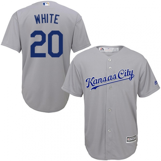 Youth Majestic Kansas City Royals #20 Frank White Replica Grey Road Cool Base MLB Jersey - Ujersey