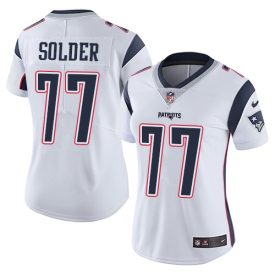 Women's Nike New England Patriots #77 Nate Solder White Vapor Untouchable Limited Player NFL Jersey - Ujersey
