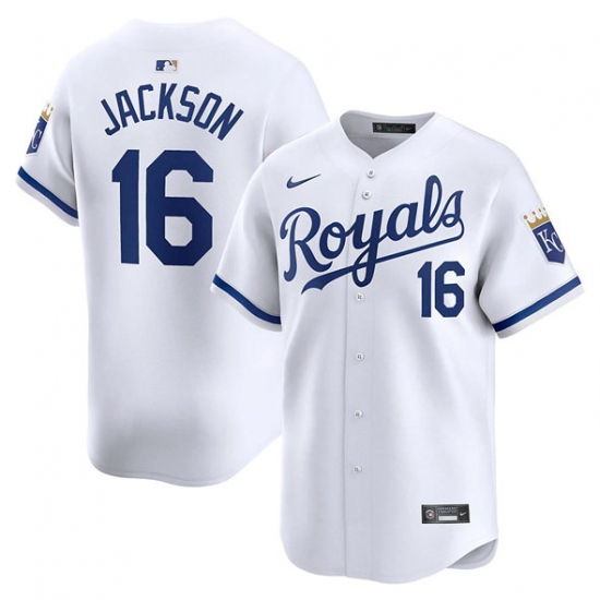 Men's Kansas City Royals #16 Bo Jackson White 2024 Home Limited Stitched Baseball Jersey - Ujersey