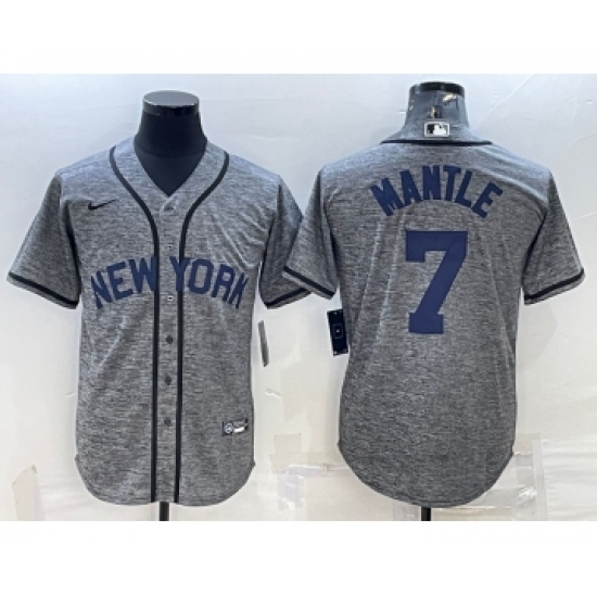 Men's New York Yankees #7 Mickey Mantle Grey Gridiron Cool Base Stitched Jersey - Ujersey
