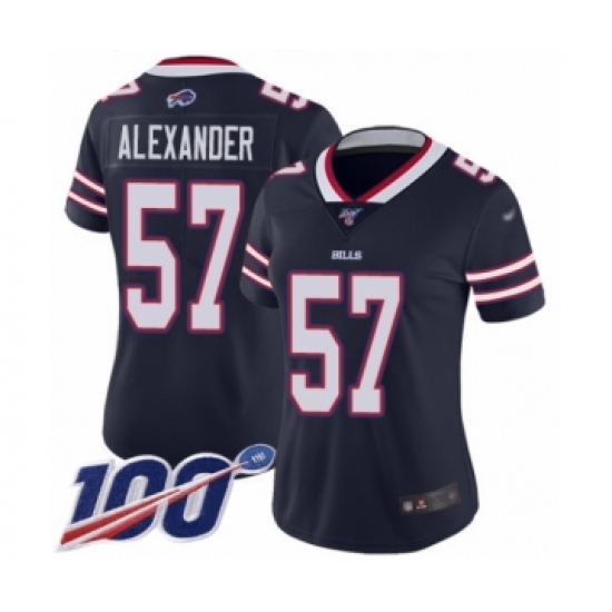Women's Buffalo Bills #57 Lorenzo Alexander Limited Navy Blue Inverted Legend 100th Season Football Jersey - Ujersey