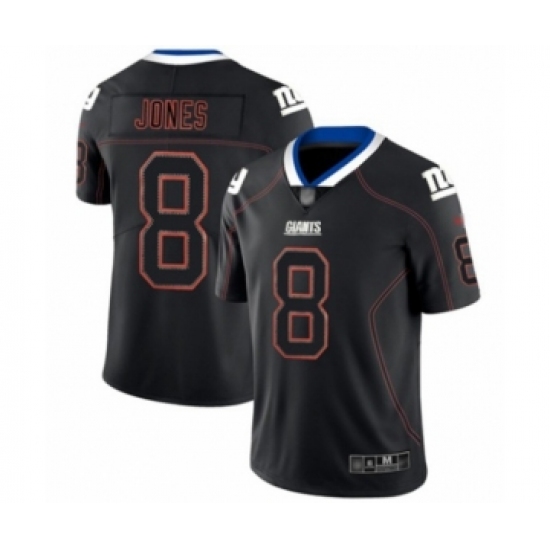 Men's New York Giants #8 Daniel Jones Limited Lights Out Black Rush Football Jersey - Ujersey
