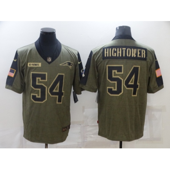 Men's New England Patriots #54 Dont'a Hightower Nike Olive 2021 Salute To Service Limited Player Jersey - Ujersey