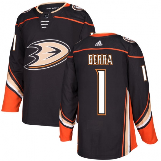 Youth Adidas Anaheim Ducks #1 Reto Berra Authentic Black Home NHL Jersey - Ujersey
