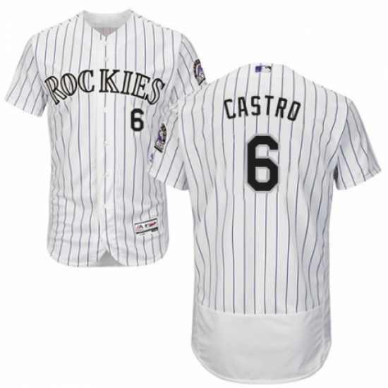 Men's Majestic Colorado Rockies #6 Daniel Castro White Home Flex Base Authentic Collection MLB Jersey - Ujersey