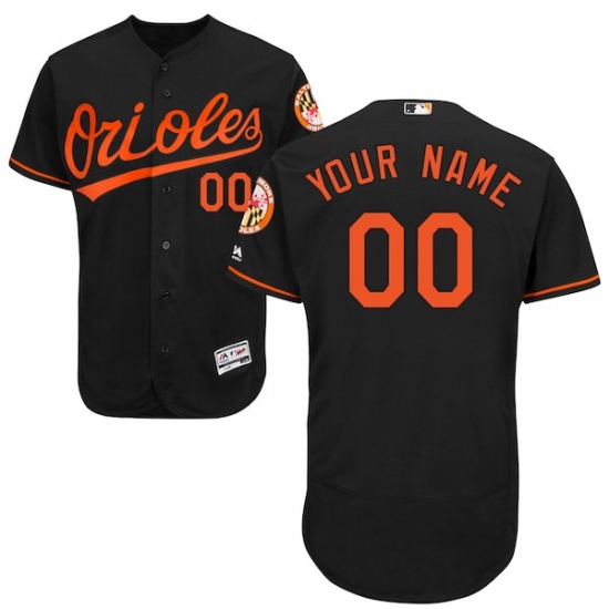Men's Baltimore Orioles Majestic Alternate Black Flex Base Authentic Collection Custom Jersey
