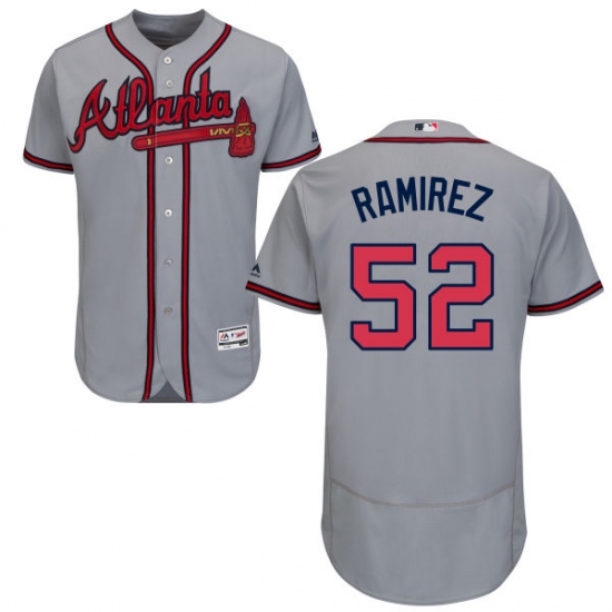 Men's Majestic Atlanta Braves #52 Jose Ramirez Grey Road Flex Base Authentic Collection MLB Jersey - Ujersey