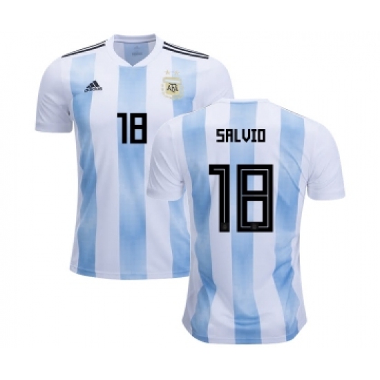Argentina #18 Salvio Home Kid Soccer Country Jersey