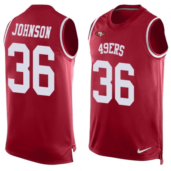 Men's Nike San Francisco 49ers #36 Dontae Johnson Limited Red Player Name & Number Tank Top NFL Jersey - Ujersey