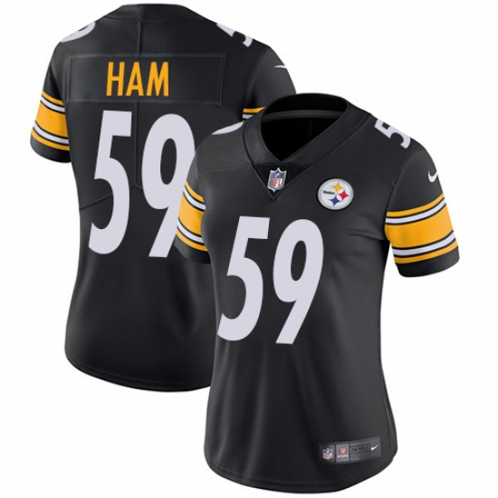 Women's Nike Pittsburgh Steelers #59 Jack Ham Black Team Color Vapor Untouchable Limited Player NFL Jersey - Ujersey