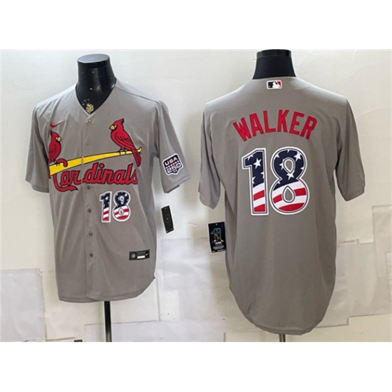 Men's St. Louis Cardinals #18 Jordan Walker Gray USA 250 Fourth of July Stitched Baseball Jersey - Ujersey