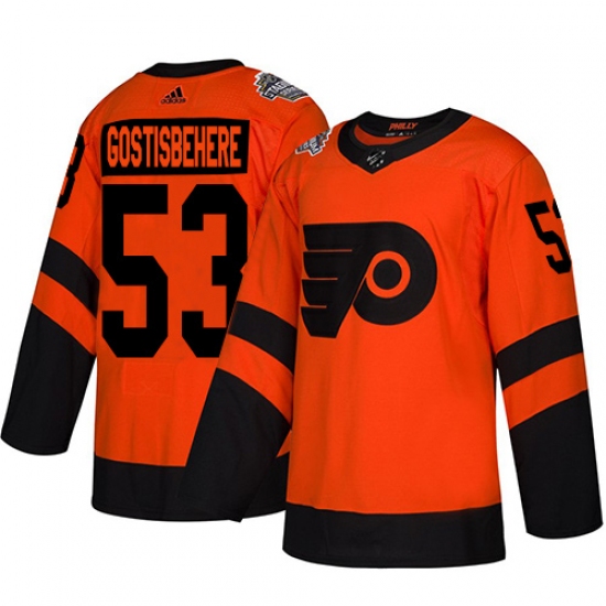 Youth Adidas Philadelphia Flyers #53 Shayne Gostisbehere Orange Authentic 2019 Stadium Series Stitched NHL Jersey - Ujersey