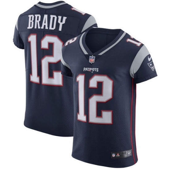 Men's Nike New England Patriots #12 Tom Brady Navy Blue Team Color Vapor Untouchable Elite Player NFL Jersey - Ujersey