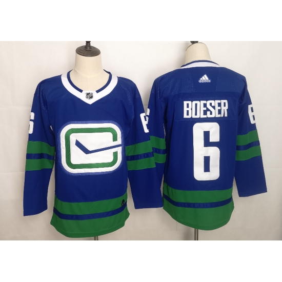 Men's Vancouver Canucks #6 Brock Boeser Blue adidas 2019/20 Alternate Authentic Jersey - Ujersey