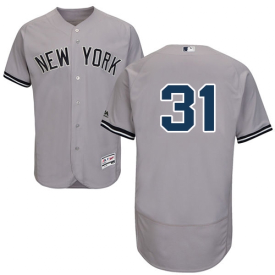 Men's Majestic New York Yankees #31 Aaron Hicks Grey Flexbase Authentic Collection MLB Jersey - Ujersey