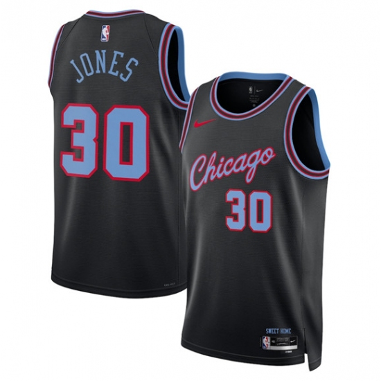 Men's Chicago Bulls #30 Tre Jones Black 2025-26 City Edition Swingman Stitched Basketball Jersey - Ujersey