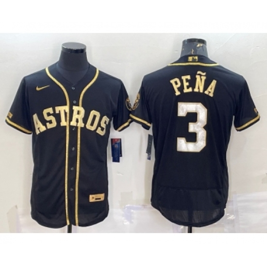 Men's Houston Astros #3 Jeremy Pena Black Gold Flex Base Stitched Jerseys - Ujersey