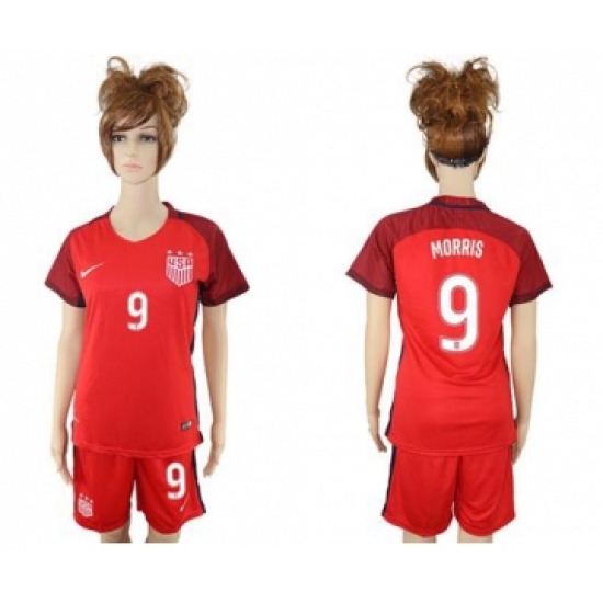 Women's USA #9 Morris Away Soccer Country Jersey