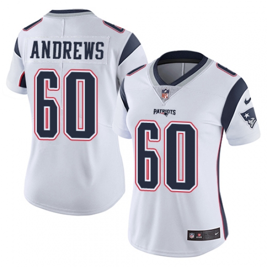Women's Nike New England Patriots #60 David Andrews White Vapor Untouchable Limited Player NFL Jersey - Ujersey