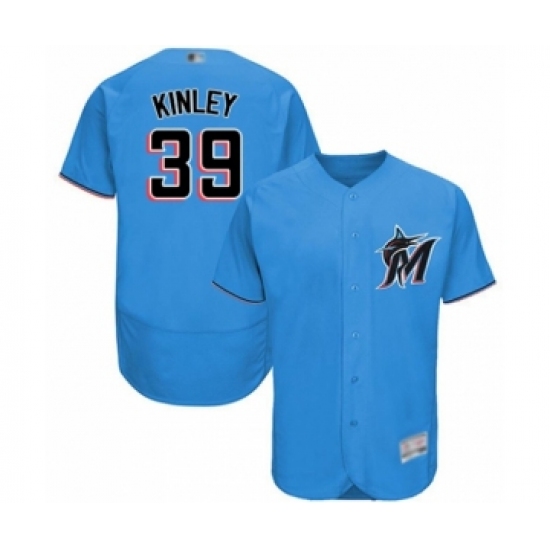 Men's Miami Marlins #39 Tyler Kinley Blue Alternate Flex Base Authentic Collection Baseball Player Jersey - Ujersey