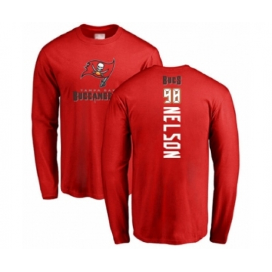 Football Tampa Bay Buccaneers #98 Anthony Nelson Red Backer Long Sleeve T-Shirt - Ujersey NHL