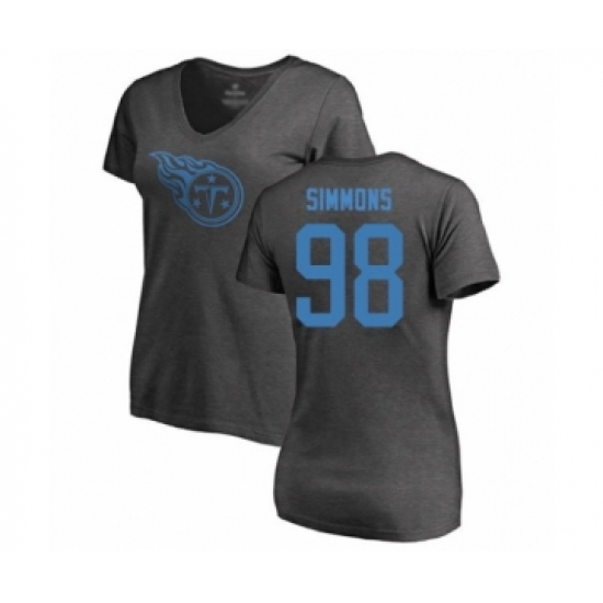 Football Women's Tennessee Titans #98 Jeffery Simmons Ash One Color T-Shirt - Ujersey