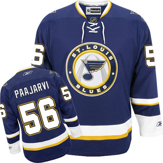 Women's Reebok St. Louis Blues #56 Magnus Paajarvi Premier Navy Blue Third NHL Jersey - Ujersey