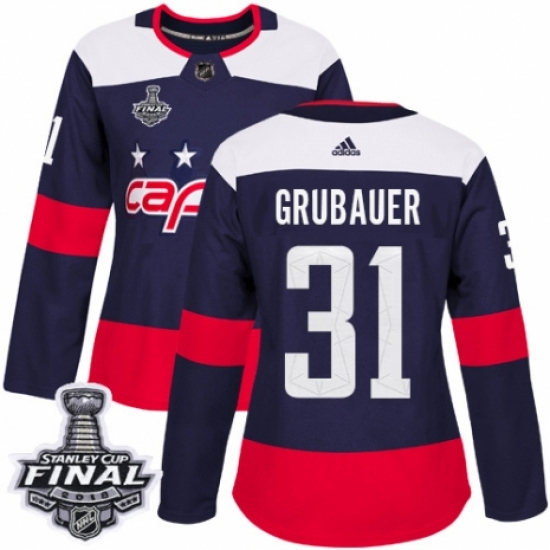 Women's Adidas Washington Capitals #31 Philipp Grubauer Authentic Navy Blue 2018 Stadium Series 2018 Stanley Cup Final NHL Jersey - Ujersey