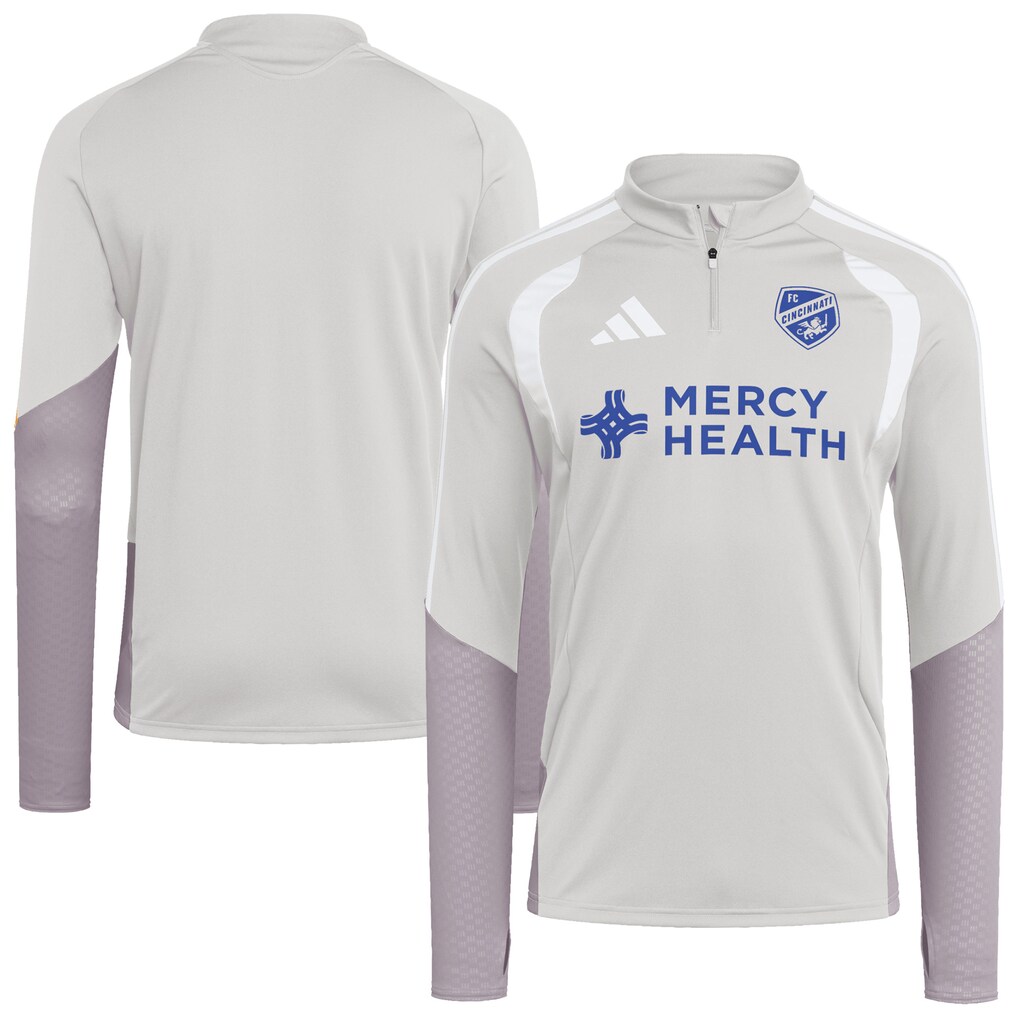 Men's FC Cincinnati adidas Silver 2026 Tiro Competition Quarter-Zip Training Top - Ujersey