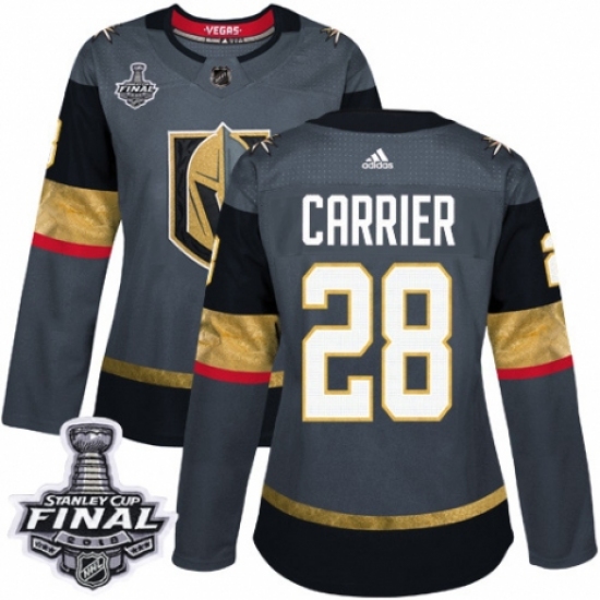 Women's Adidas Vegas Golden Knights #28 William Carrier Authentic Gray Home 2018 Stanley Cup Final NHL Jersey - Ujersey