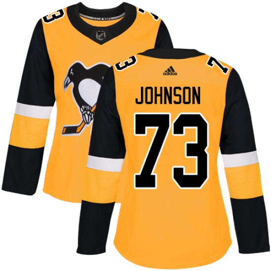 Women's Adidas Pittsburgh Penguins #73 Jack Johnson Authentic Gold Alternate NHL Jersey - Ujersey