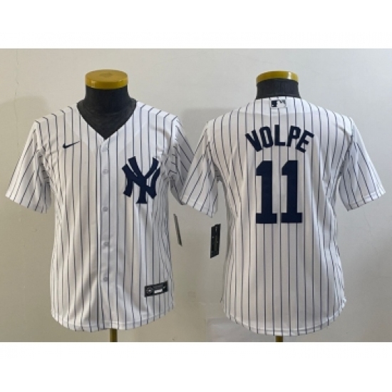 Youth New York Yankees #11 Anthony Volpe White Stitched MLB Cool Base Nike Jersey - Ujersey
